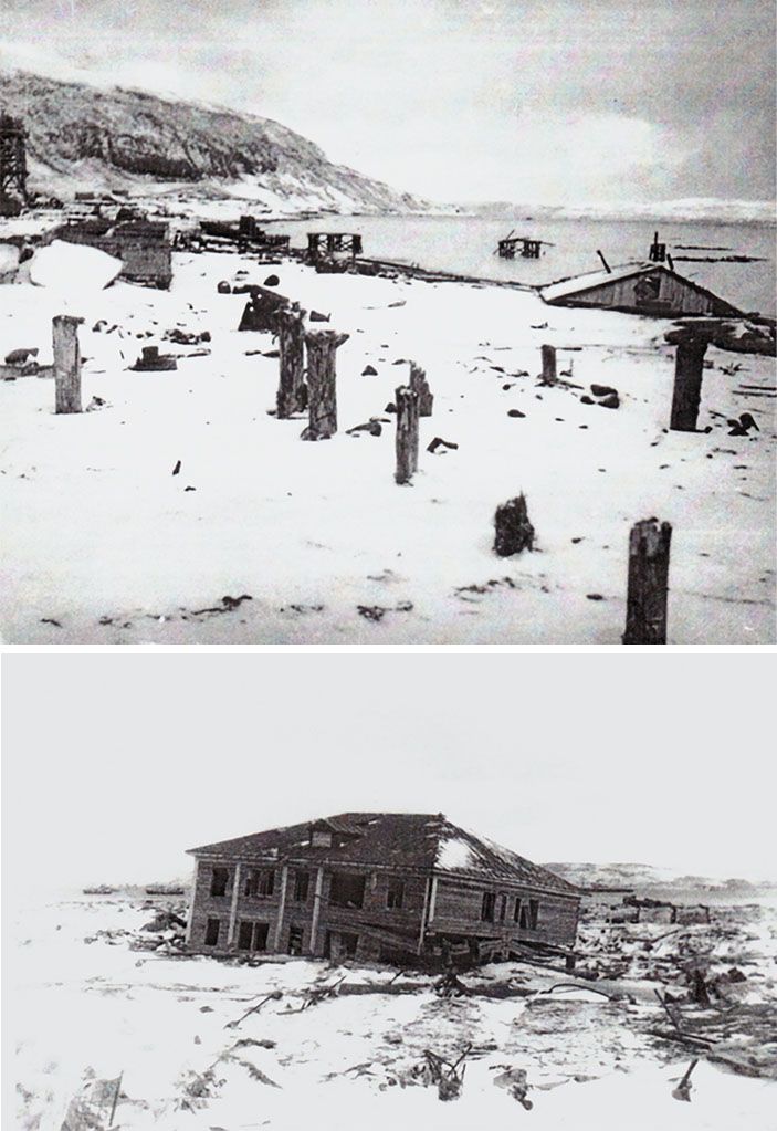 Разрушения в г. Северо-Курильске (о. Парамушир) после цунами 5 ноября 1952 г. («Наука из первых рук» №2/3 (78), 2018)